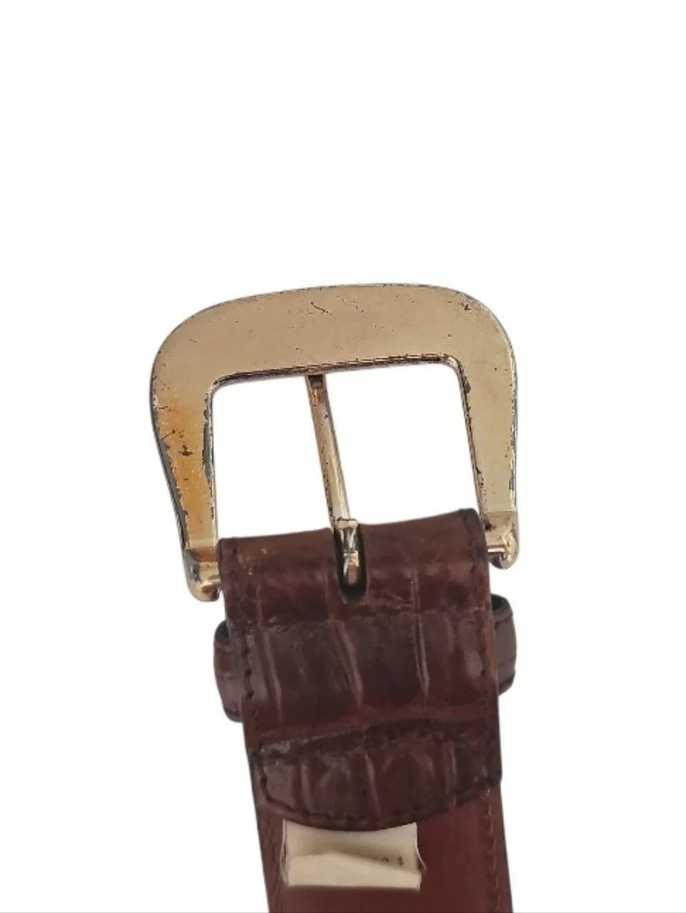 Vintage GAP Genuine Leather Belt Brown Croc Embossed Size 28 Y2K Made in Taiwan